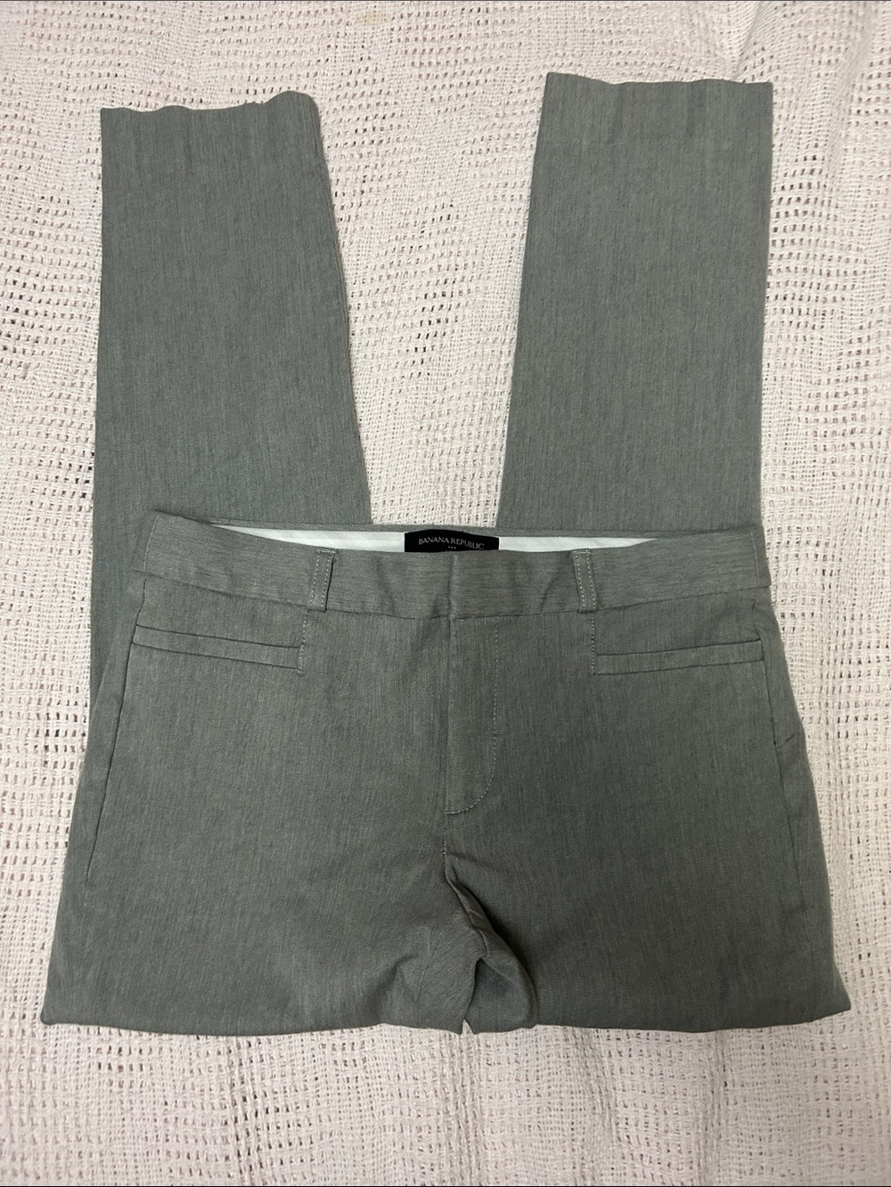 Banana Republic Light Gray Straight-Leg Dress Trousers